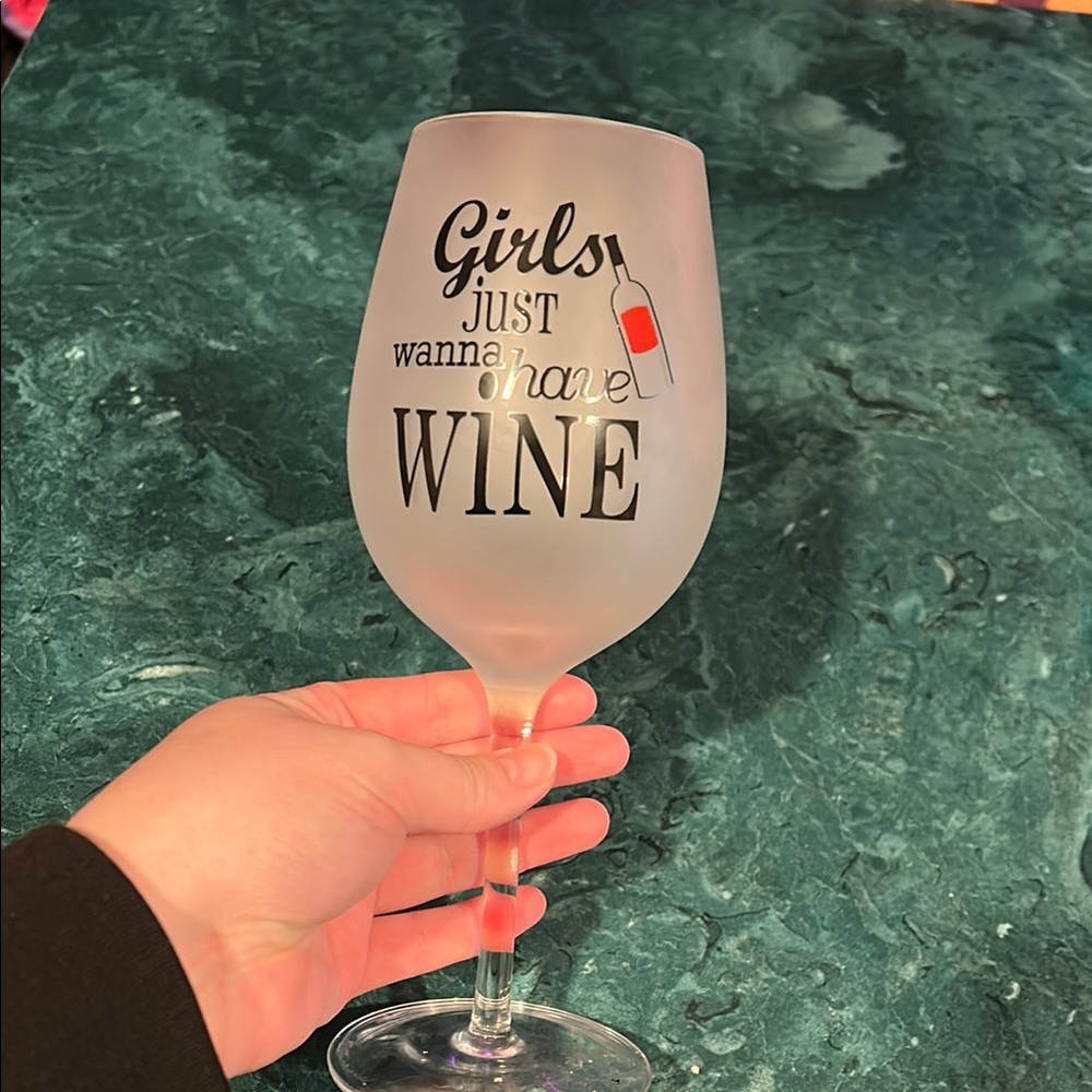 Frosted Wine Glass with Fun Quote